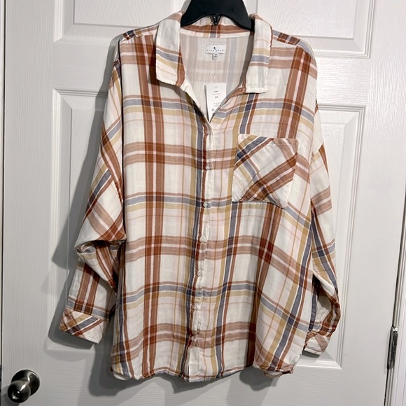 True Craft Women’s Wear plaid button down top. Size 2x. NWT - Picture 1 of 7